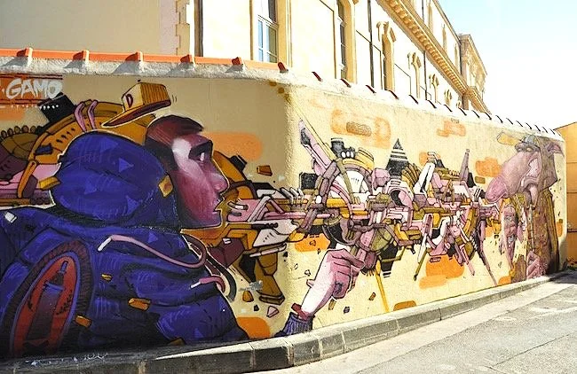 Fresque de Gamo, Babs et Difuz au Panier, 2017